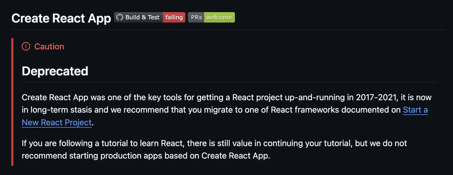create react app deprecation warning