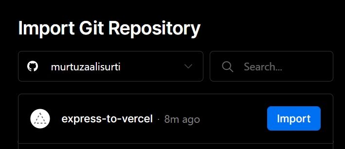 import repo in vercel