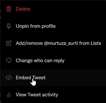 embed tweet option