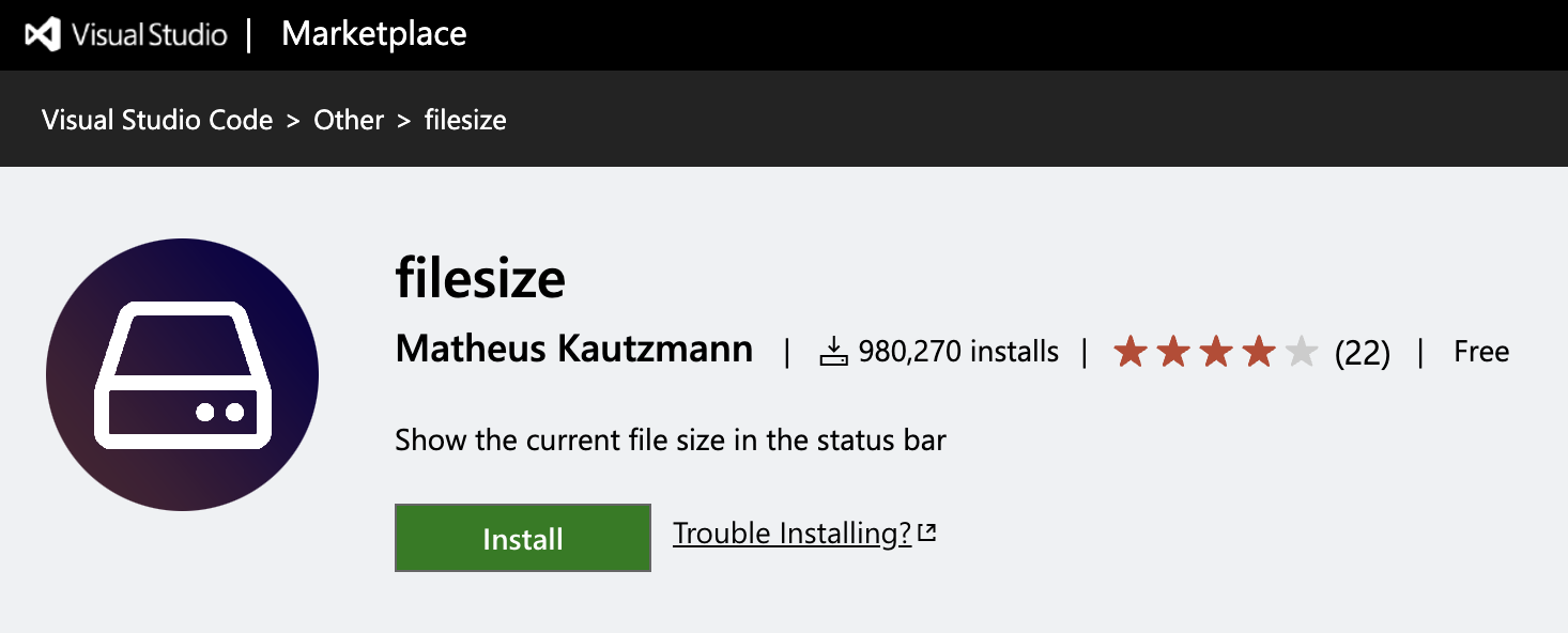 filesize vscode extension banner