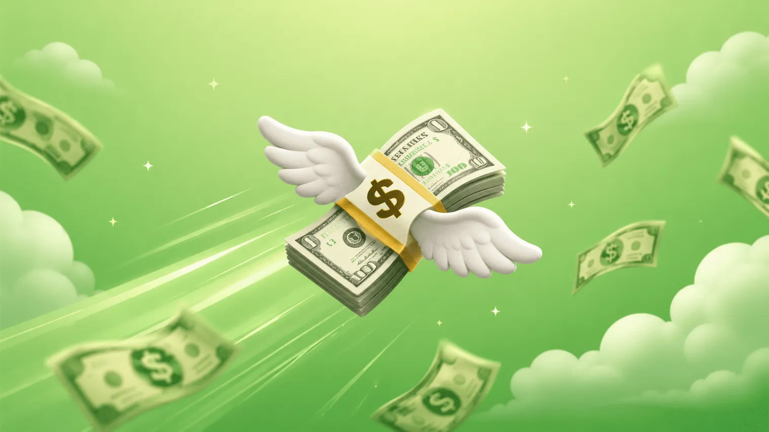 Money flying around, representing the business and money behind AI inference and harnesses