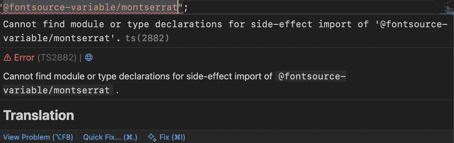 Cannot find module or type declarations for side-effect import: Typescript issue