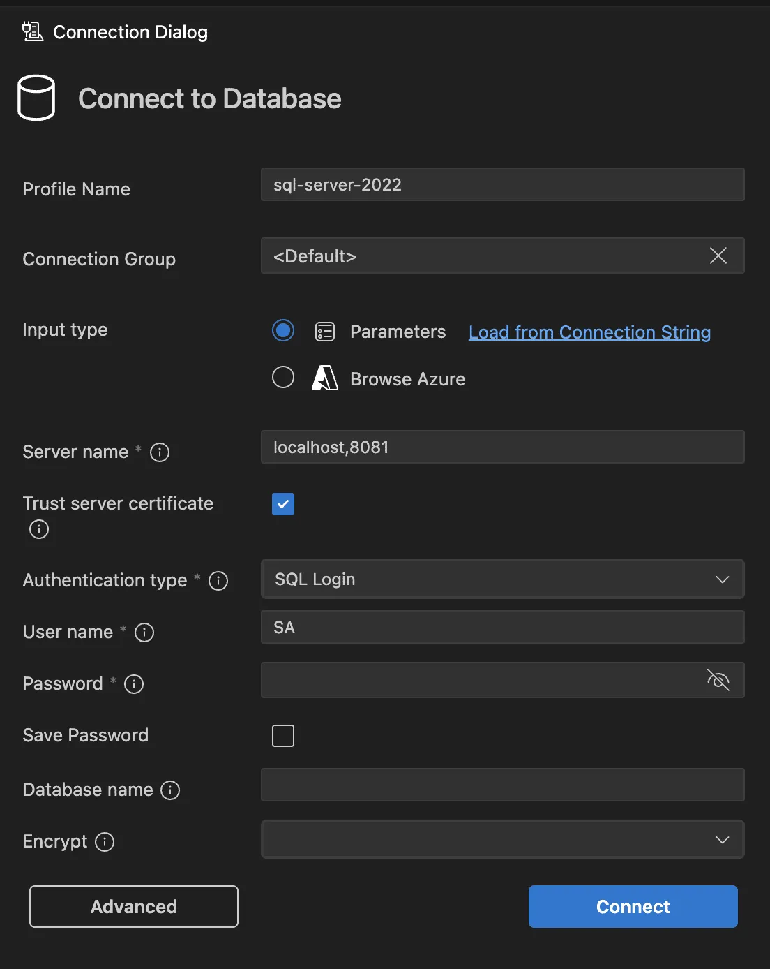 adding new connection in mssql vscode extension