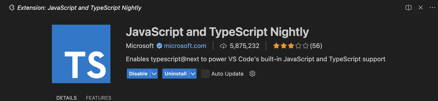 JavaScript and TypeScript Nightly: VS Code Extension