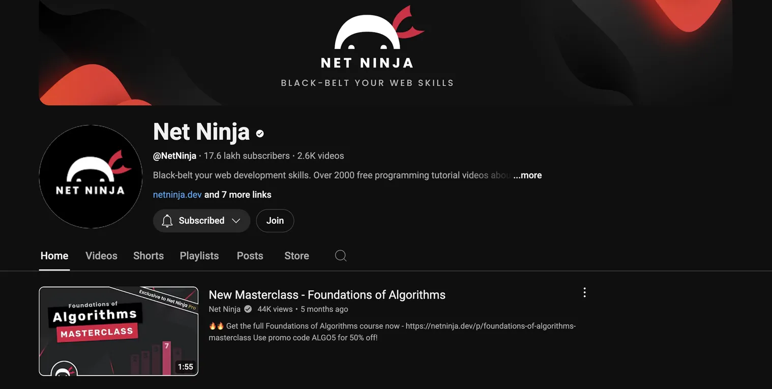 Net Ninja's YouTube Channel